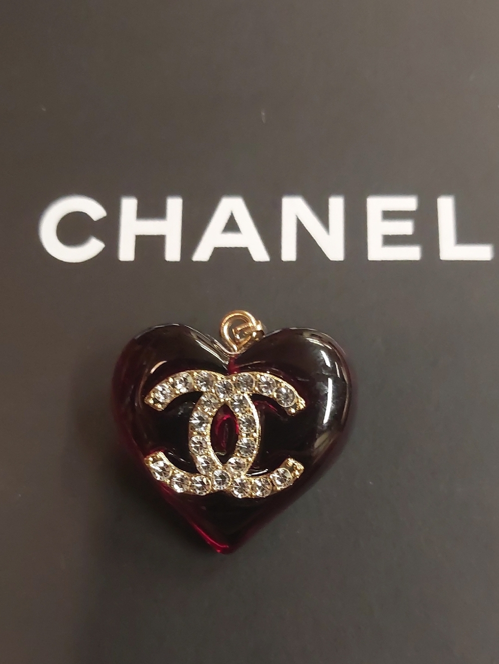 CC Burgundy Heart Pendant with Crystal CC and Gold-Tone Accent